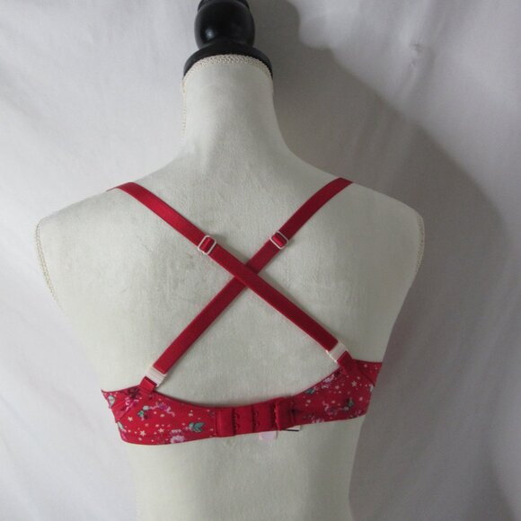 Victoria's Secret Bra Red Floral Demi Unlined Underwire Convertible Size 34D NWT - Picture 3 of 12